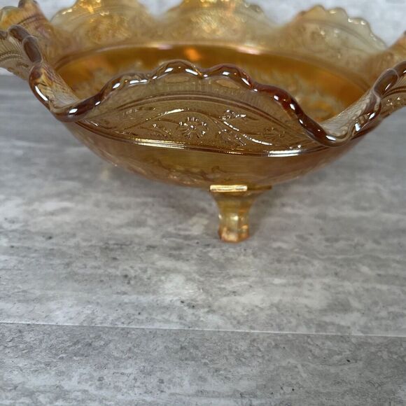 Imperial Art Glass Marigold Carnival‎ 8" Round Bowl with Dutch Windmill Scene - Picture 9 of 14